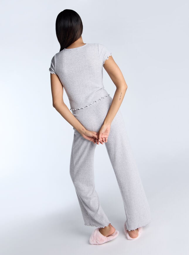 Boux Avenue Super Soft Pointelle Trousers - Grey Marl Mix