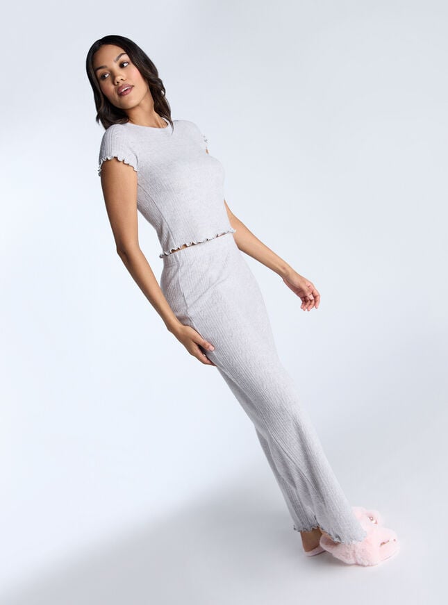 Boux Avenue Super Soft Pointelle Trousers - Grey Marl Mix