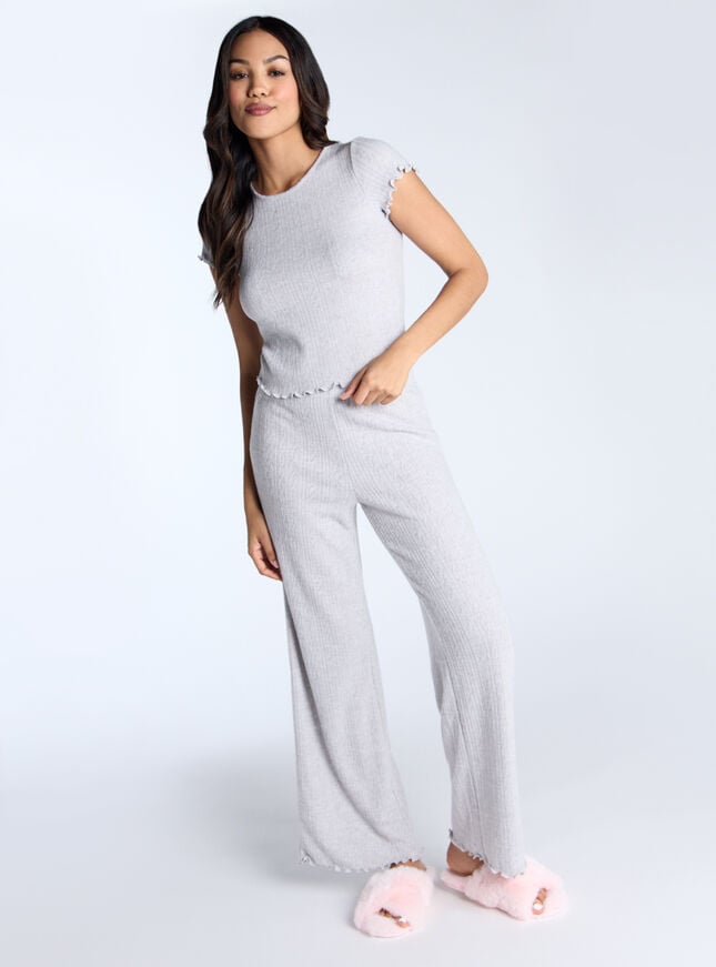 boux avenue Super soft pointelle trousers - Grey Marl Mix
