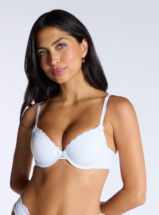 boux avenue Tatiana cotton plunge T-shirt bra - White