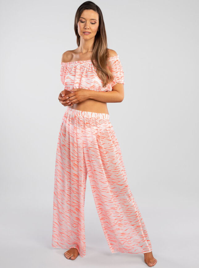Boux Avenue Tiger Stripe Bardot Beach Top - Orange Mix