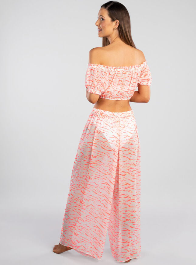 Boux Avenue Tiger Stripe Bardot Beach Top - Orange Mix