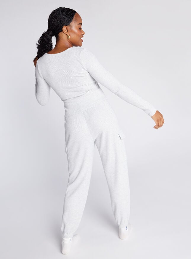 Boux Avenue Waffle Cotton Wrap Over Top - Grey Marl Mix