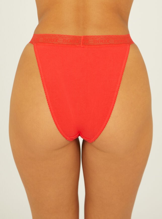 Boux Avenue Yuna Ribbed Brazilian Knickers - Strawberry