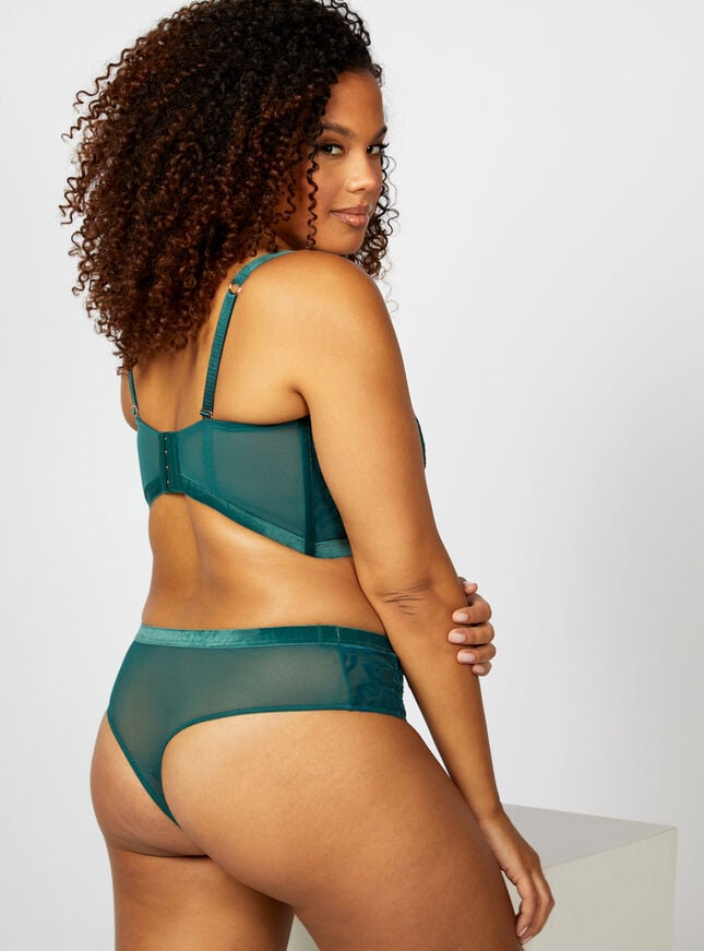 Boux Avenue Zelda Animal Velvet Flock Unpadded Longline Bra - Emerald