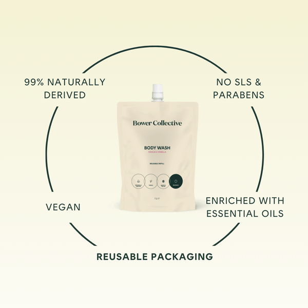 Bower Bower Body Wash Refill – Dahlia & Vanilla 1L
