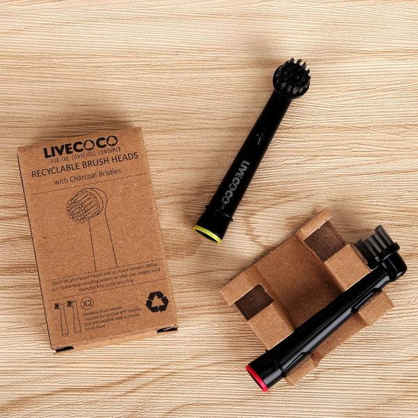 Bower LiveCoco Charcoal Bristles Oral B Compatible Recyclable Electric Toothbrush Heads