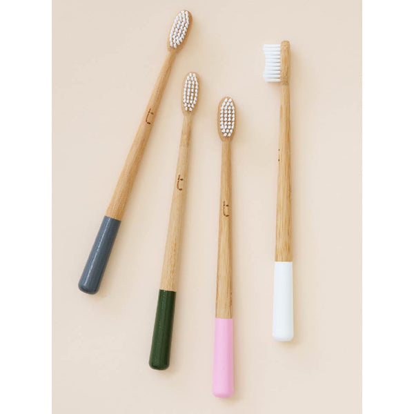 Bower Truthbrush Bamboo Toothbrush – Soft/Medium – White/Pink/Grey/Green