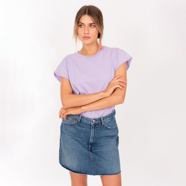 Bowery Nyc CREW NECK ROLLED UP S/S T-SHIRT - VINTAGE JERSEY - BOXY FIT