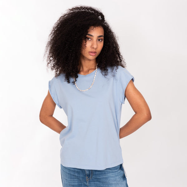 bowery nyc CREW NECK ROLLED UP S/S T-SHIRT - VINTAGE JERSEY - BOXY FIT