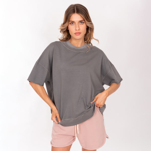 Bowery Nyc CREW NECK S/S LIGHT WEIGHT SWEAT - OVERSIZED FIT