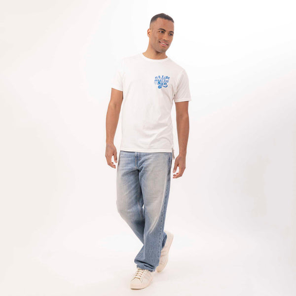 Bowery Nyc MAN'S "A LIFE" CREWNECK SHORT SLEEVE T-SHIRT W/SIDE SLITS- VINTAGE JERSEY