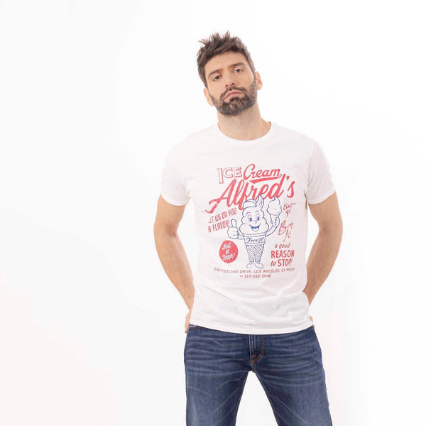 bowery nyc MAN'S "ALFRED'S" CREWNECK SHORT SLEEVE T-SHIRT - SLUB JERSEY