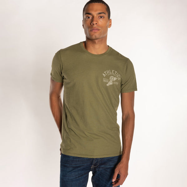 Bowery Nyc MAN'S "ATHLETICS" CREW NECK S/S T-SHIRT - SLUB JERSEY