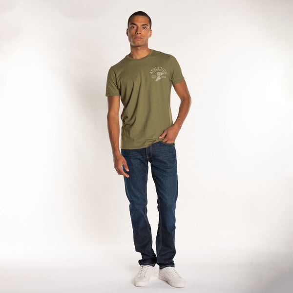 Bowery Nyc MAN'S "ATHLETICS" CREW NECK S/S T-SHIRT - SLUB JERSEY