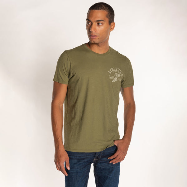 bowery nyc MAN'S "ATHLETICS" CREW NECK S/S T-SHIRT - SLUB JERSEY