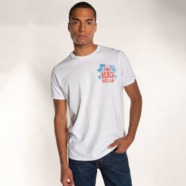 bowery nyc MAN'S "BEACH BOY'S CLUB" CREW NECK S/S T-SHIRT - VINTAGE JERSEY- REGULAR FIT