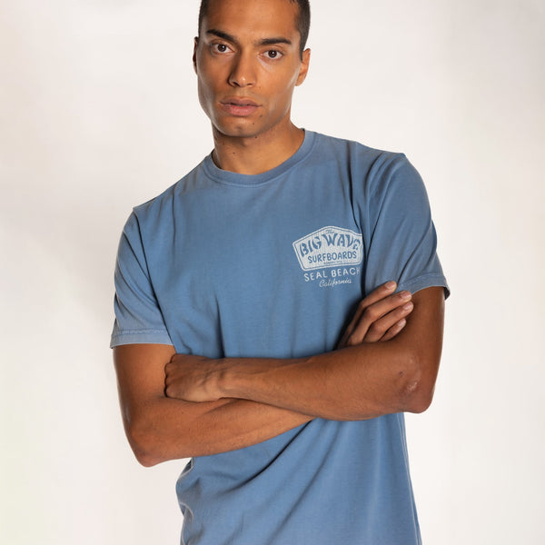 bowery nyc MAN'S "BIG WAVE" CREW NECK S/S T-SHIRT - SOFT JERSEY - REGULAR FIT