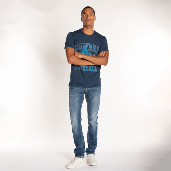 Bowery Nyc MAN'S "BOWERY FOOTBALL" CREW NECK S/S T-SHIRT - VINTAGE JERSEY- REGULAR FIT