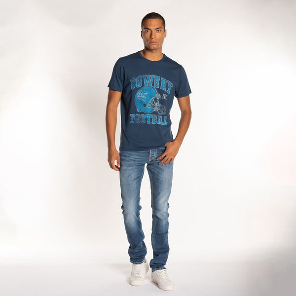Bowery Nyc MAN'S "BOWERY FOOTBALL" CREW NECK S/S T-SHIRT - VINTAGE JERSEY- REGULAR FIT