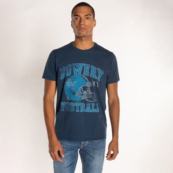 bowery nyc MAN'S "BOWERY FOOTBALL" CREW NECK S/S T-SHIRT - VINTAGE JERSEY- REGULAR FIT