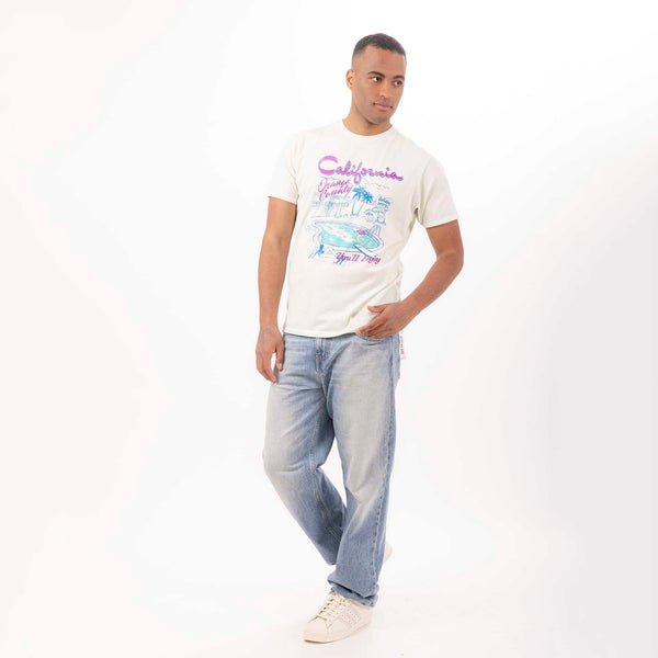 Bowery Nyc MAN'S "CALIFORNIA" CREWNECK SHORT SLEEVE T-SHIRT - VINTAGE JERSEY