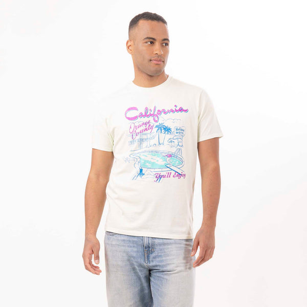 bowery nyc MAN'S "CALIFORNIA" CREWNECK SHORT SLEEVE T-SHIRT - VINTAGE JERSEY