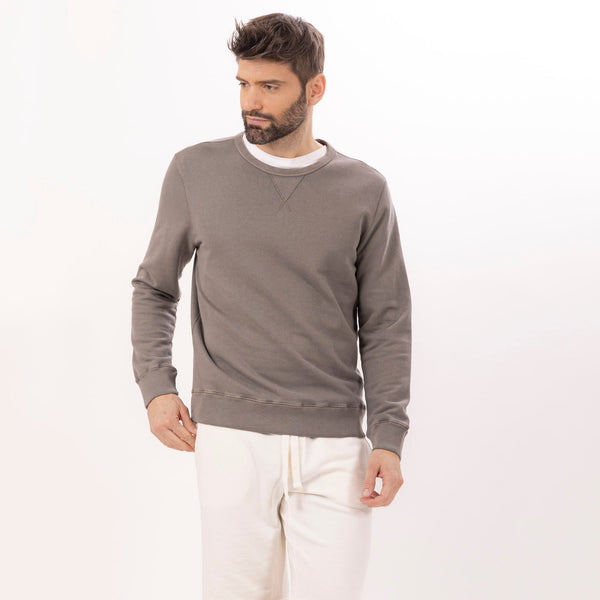 bowery nyc MAN'S ESSENTIAL CREWNECK COMBED FLEECE - GARMENT DYED