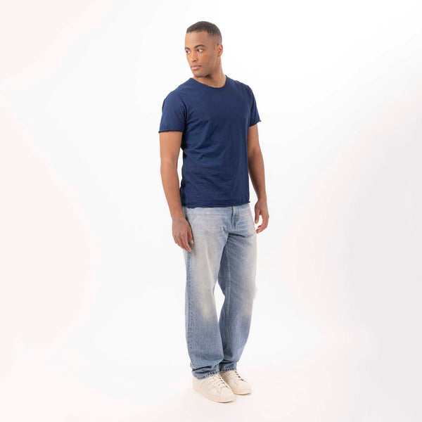 Bowery Nyc MAN'S ESSENTIAL CREWNECK SHORT SLEEVE T-SHIRT RAW HEM DETAILS - SLUB JERSEY