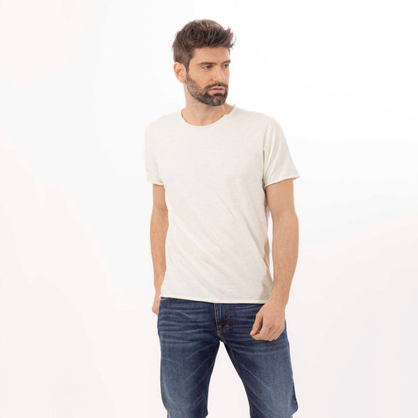 Bowery Nyc MAN'S ESSENTIAL CREWNECK SHORT SLEEVE T-SHIRT RAW HEM DETAILS - SLUB JERSEY