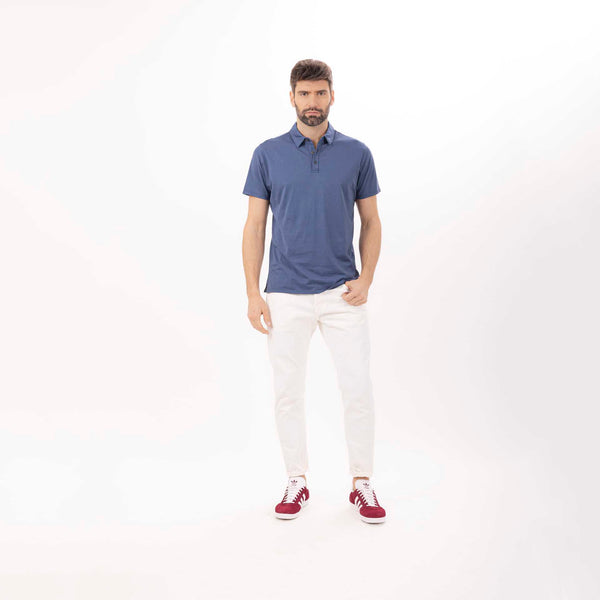 Bowery Nyc MAN'S ESSENTIAL SHORT SLEEVE POLO - MAKO JERSEY