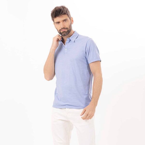 bowery nyc MAN'S ESSENTIAL SHORT SLEEVE POLO - SLUB JERSEY