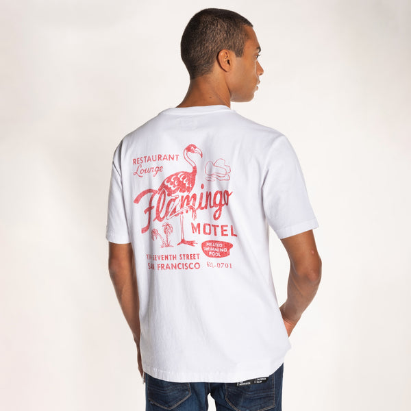 Bowery Nyc MAN'S "FLAMINGO MOTEL" CREW NECK S/S T-SHIRT - HEAVY JERSEY - RELAXED FIT