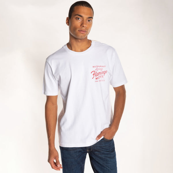 bowery nyc MAN'S "FLAMINGO MOTEL" CREW NECK S/S T-SHIRT - HEAVY JERSEY - RELAXED FIT