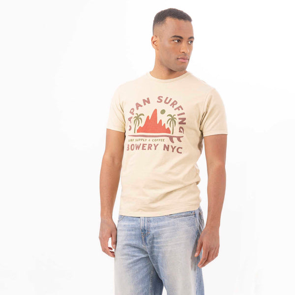 bowery nyc MAN'S " JAPAN SURFING" CREWNECK SHORT SLEEVE T-SHIRT - VINTAGE JERSEY