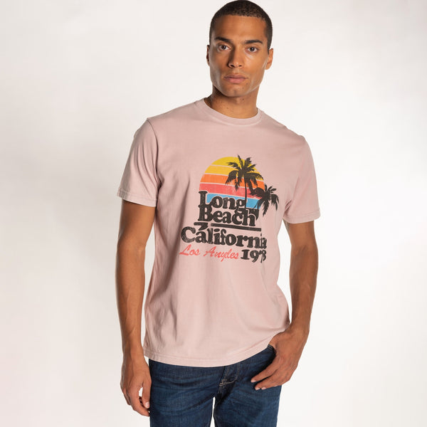 Bowery Nyc MAN'S "LONG BEACH" CREW NECK S/S T-SHIRT - SOFT JERSEY - REGULAR FIT
