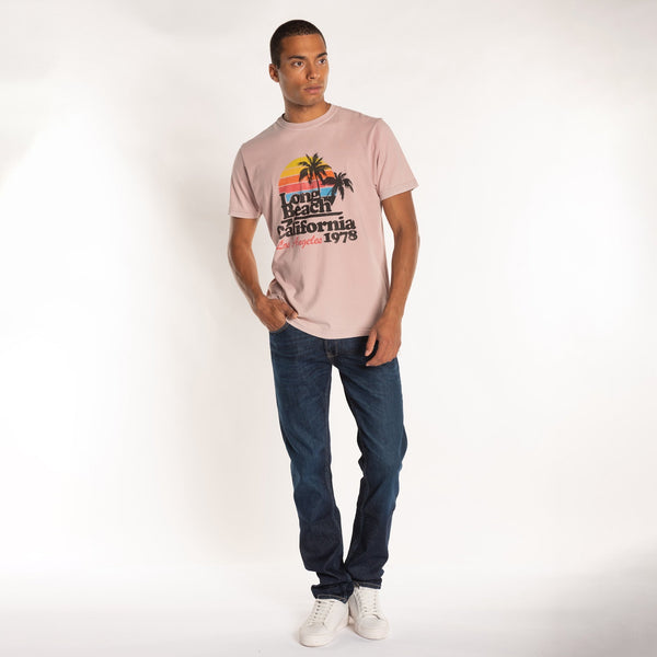 Bowery Nyc MAN'S "LONG BEACH" CREW NECK S/S T-SHIRT - SOFT JERSEY - REGULAR FIT