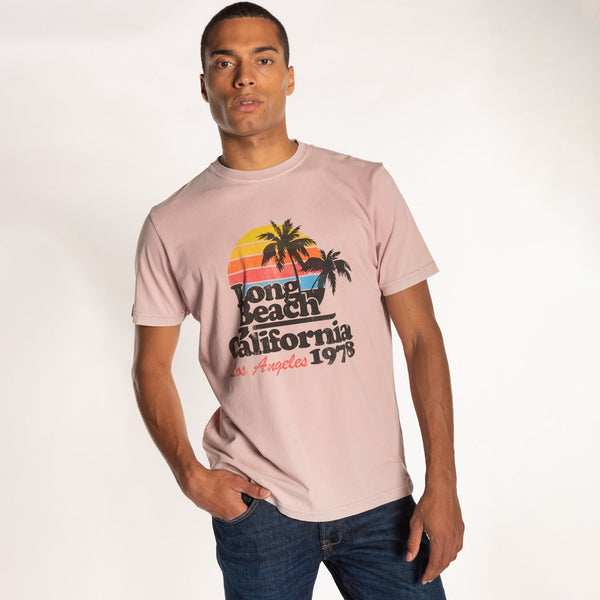 bowery nyc MAN'S "LONG BEACH" CREW NECK S/S T-SHIRT - SOFT JERSEY - REGULAR FIT