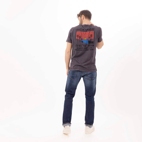 Bowery Nyc MAN'S "LOST IN PARADISE" CREWNECK SHORT SLEEVE T-SHIRT - VINTAGE JERSEY