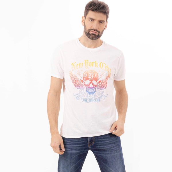 bowery nyc MAN'S "NEW YORK CITY" CREWNECK SHORT SLEEVE T-SHIRT - SLUB JERSEY