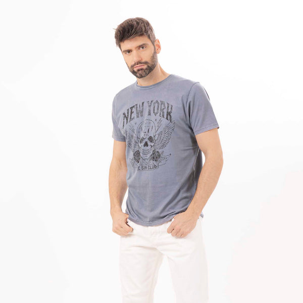 Bowery Nyc MAN'S "NEW YORK" CREWNECK SHORT SLEEVE T-SHIRT W/ SIDE SLITS- VINTAGE JERSEY