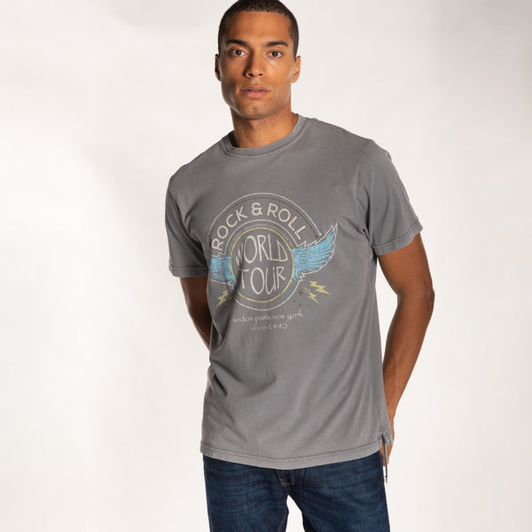 bowery nyc MAN'S "ROCK & ROLL" CREW NECK S/S T-SHIRT - SOFT JERSEY - REGULAR FIT