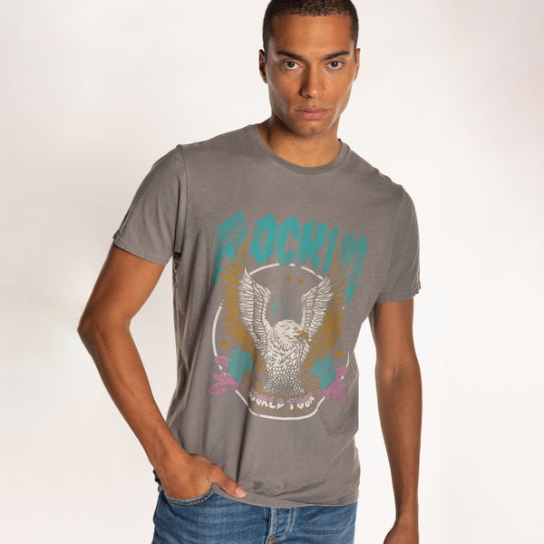 bowery nyc MAN'S "ROCKIN" CREW NECK S/S T-SHIRT - SLUB JERSEY bowery nyc MAN'S "ROCKIN" CREW NECK S/S T-SHIRT - SLUB JERSEY