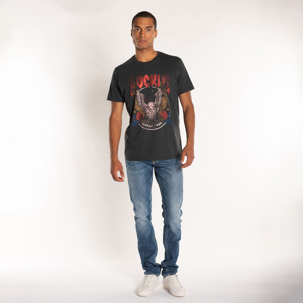 Bowery Nyc MAN'S "ROCKIN EAGLE" S/S CREWNECK TSHIRT - VINTAGE JERSEY