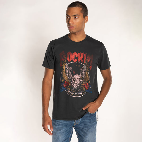 Bowery Nyc MAN'S "ROCKIN EAGLE" S/S CREWNECK TSHIRT - VINTAGE JERSEY