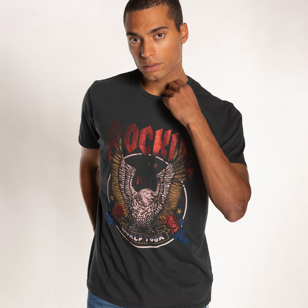 bowery nyc MAN'S "ROCKIN EAGLE" S/S CREWNECK TSHIRT - VINTAGE JERSEY
