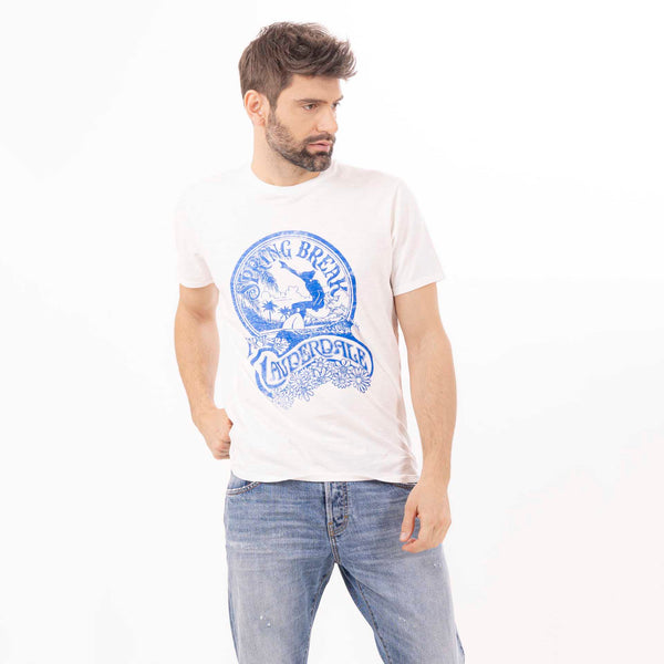 Bowery Nyc MAN'S "SPRING BREAK" CREWNECK SHORT SLEEVE T-SHIRT - SLUB JERSEY