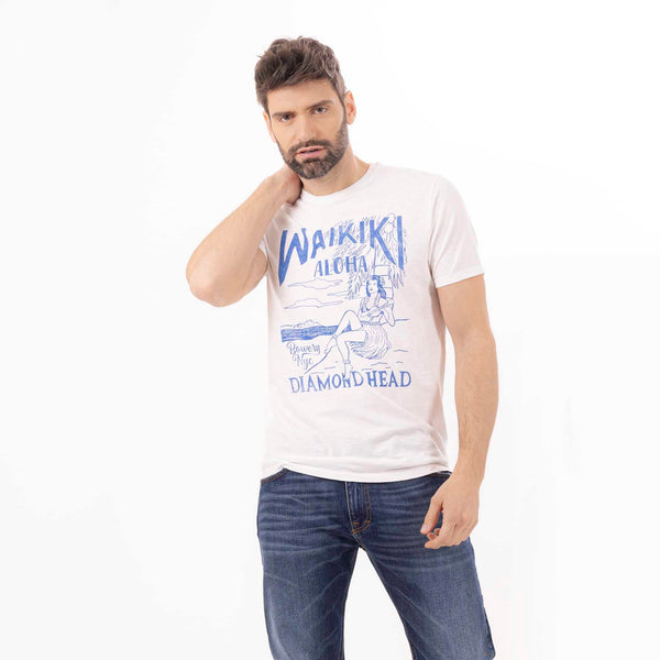 bowery nyc MAN'S "WAIKIKI" CREWNECK SHORT SLEEVE T-SHIRT - VINTAGE JERSEY