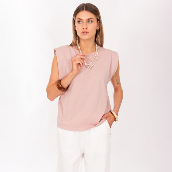 Bowery Nyc PUFF SHOULDER CREW NECK S/S T-SHIRT - VINTAGE JERSEY - REGULAR FIT