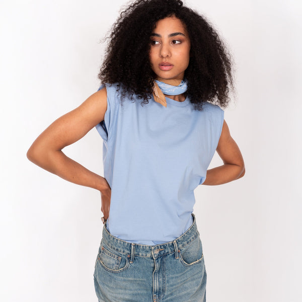 bowery nyc PUFF SHOULDER CREW NECK S/S T-SHIRT - VINTAGE JERSEY - REGULAR FIT